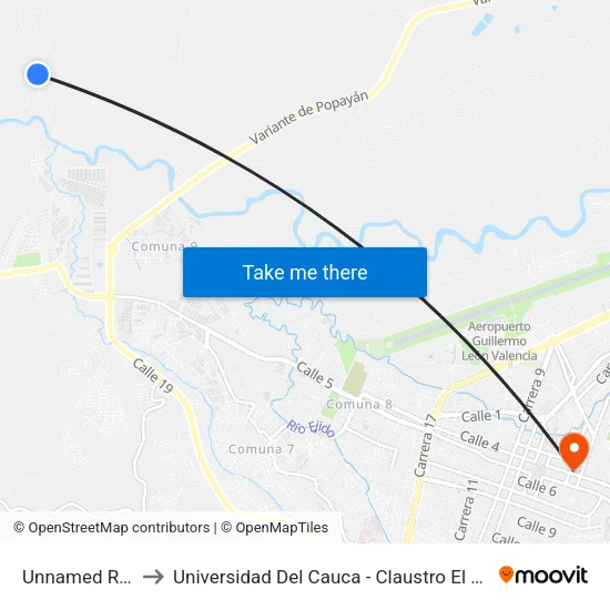 Unnamed Road to Universidad Del Cauca - Claustro El Carmen map