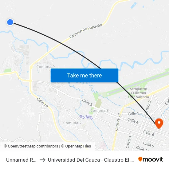 Unnamed Road to Universidad Del Cauca - Claustro El Carmen map