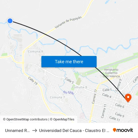 Unnamed Road to Universidad Del Cauca - Claustro El Carmen map