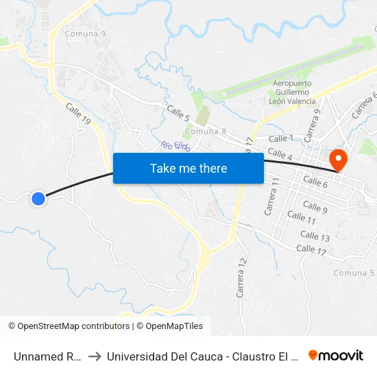 Unnamed Road to Universidad Del Cauca - Claustro El Carmen map