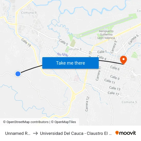 Unnamed Road to Universidad Del Cauca - Claustro El Carmen map
