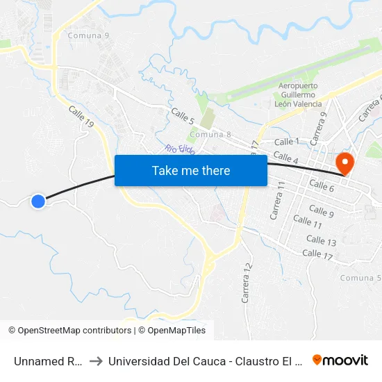 Unnamed Road to Universidad Del Cauca - Claustro El Carmen map