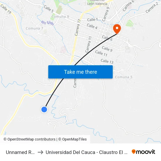 Unnamed Road to Universidad Del Cauca - Claustro El Carmen map