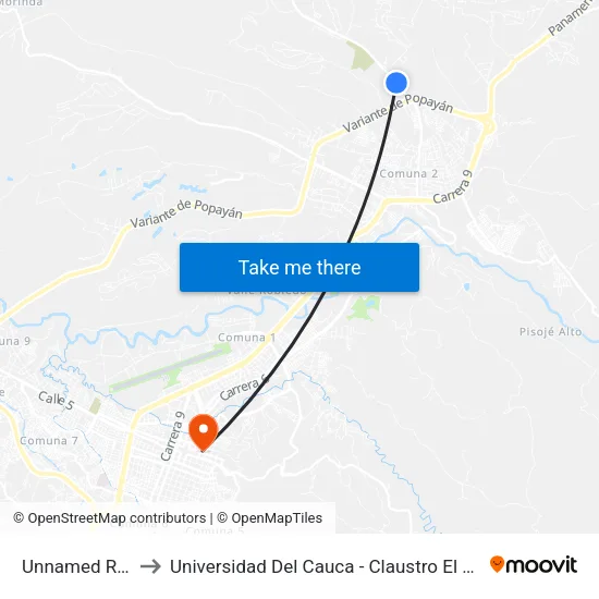 Unnamed Road to Universidad Del Cauca - Claustro El Carmen map