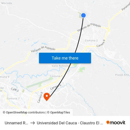 Unnamed Road to Universidad Del Cauca - Claustro El Carmen map