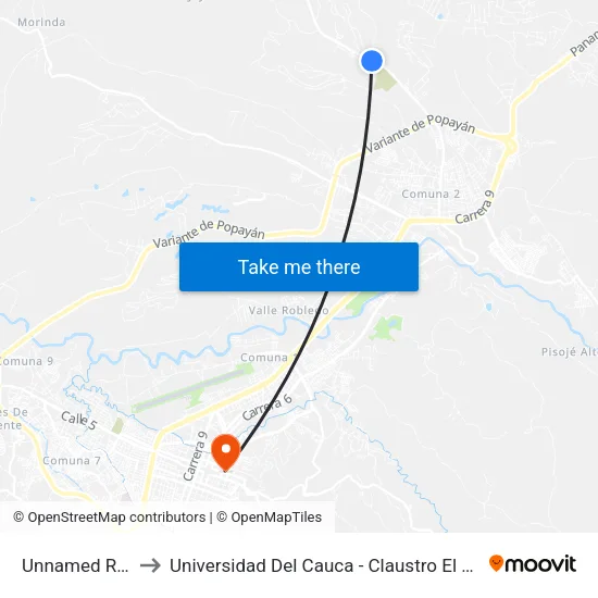 Unnamed Road to Universidad Del Cauca - Claustro El Carmen map