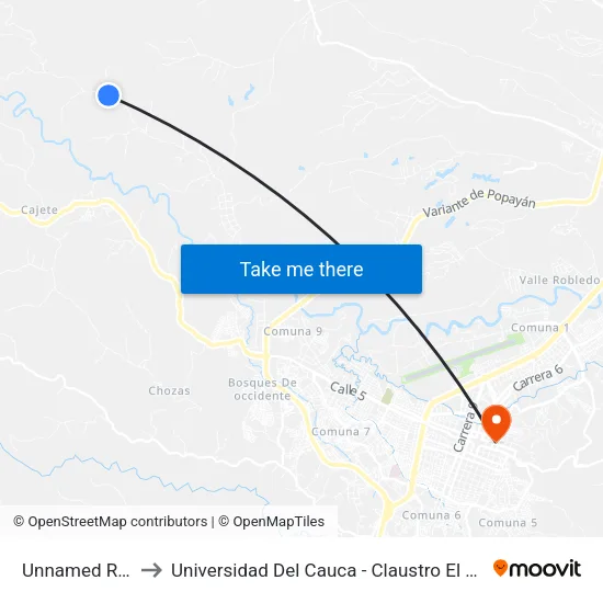 Unnamed Road to Universidad Del Cauca - Claustro El Carmen map