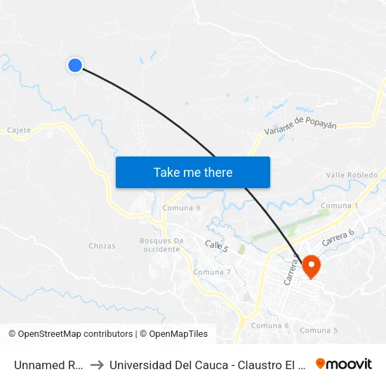 Unnamed Road to Universidad Del Cauca - Claustro El Carmen map