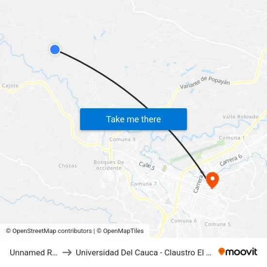 Unnamed Road to Universidad Del Cauca - Claustro El Carmen map