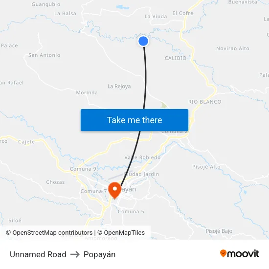 Unnamed Road to Popayán map