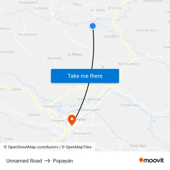 Unnamed Road to Popayán map