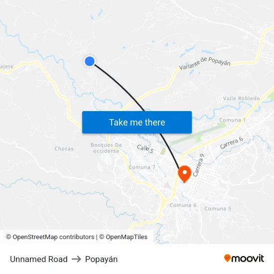 Unnamed Road to Popayán map