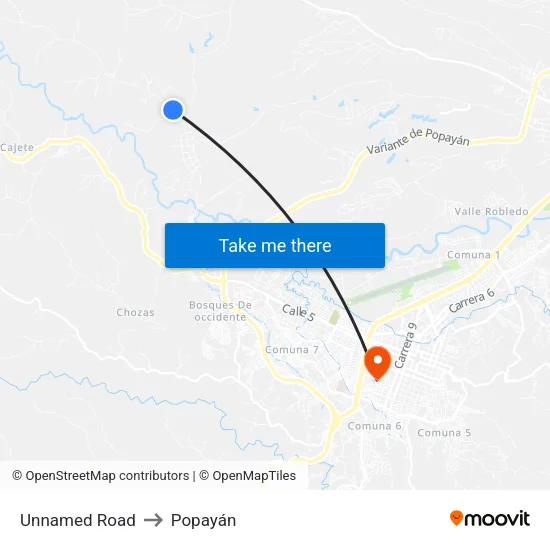 Unnamed Road to Popayán map