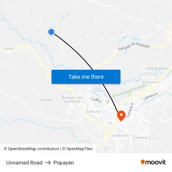 Unnamed Road to Popayán map
