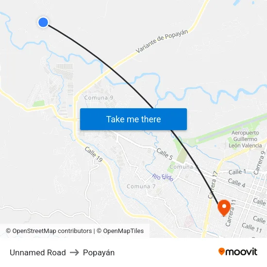 Unnamed Road to Popayán map