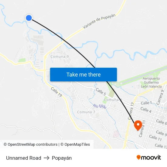 Unnamed Road to Popayán map