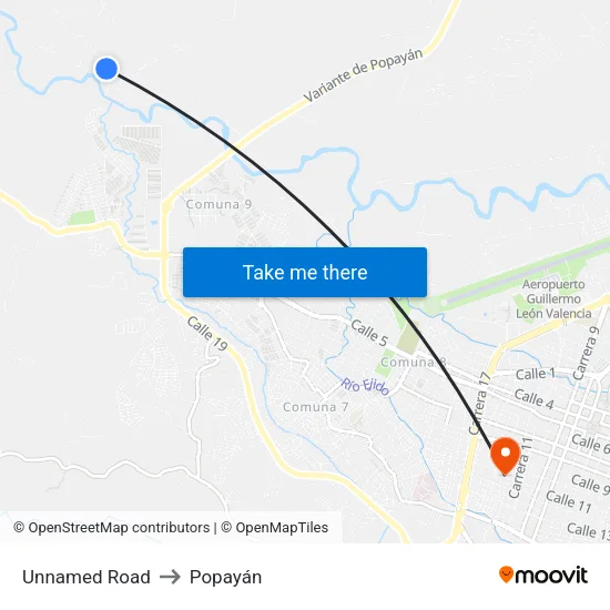 Unnamed Road to Popayán map