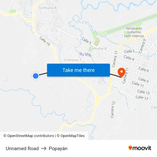 Unnamed Road to Popayán map