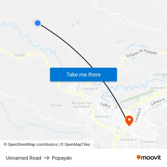 Unnamed Road to Popayán map