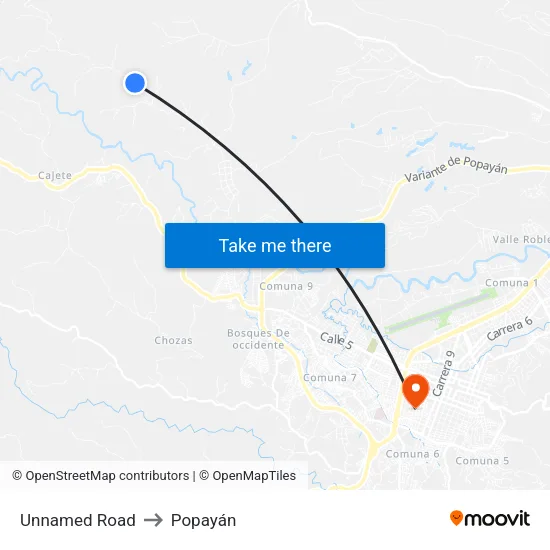 Unnamed Road to Popayán map
