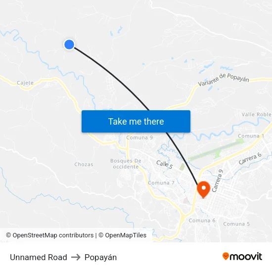Unnamed Road to Popayán map
