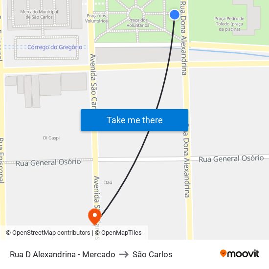 Rua D Alexandrina - Mercado to São Carlos map