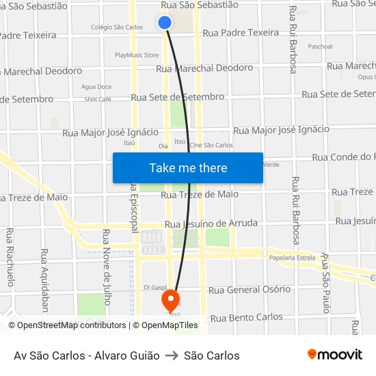 Av São Carlos - Alvaro Guião to São Carlos map