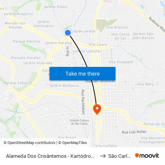 Alameda Dos Crisântemos - Kartódromo to São Carlos map