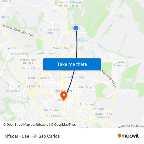 Ufscar - Use to São Carlos map