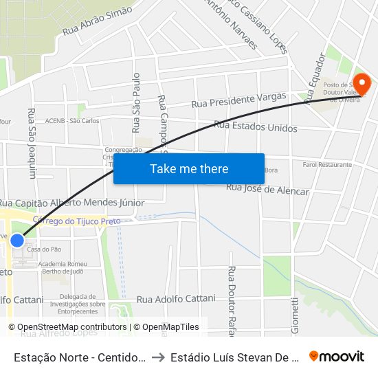 Estação Norte - Centido Centro to Estádio Luís Stevan De Siqueira map