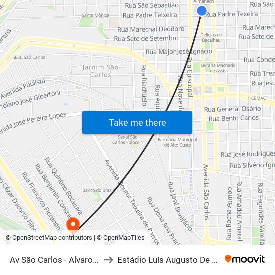 Av São Carlos - Alvaro Guião to Estádio Luís Augusto De Oliveira map