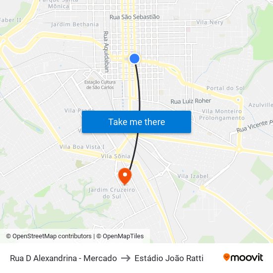 Rua D Alexandrina - Mercado to Estádio João Ratti map