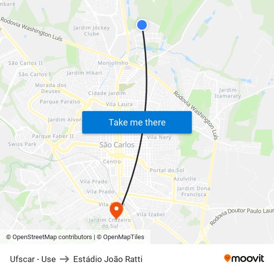 Ufscar - Use to Estádio João Ratti map
