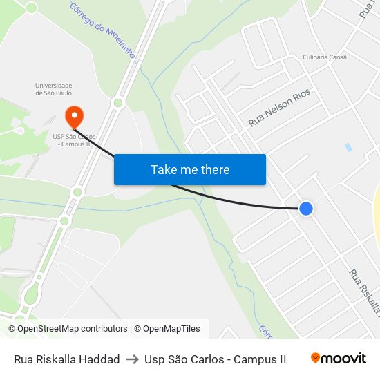 Rua Riskalla Haddad to Usp São Carlos - Campus II map