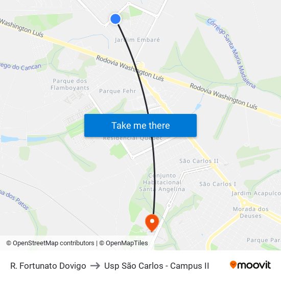 R. Fortunato Dovigo to Usp São Carlos - Campus II map