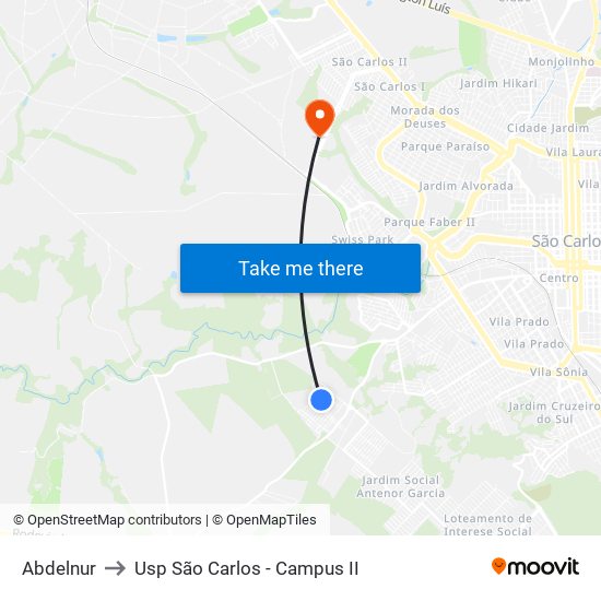 Abdelnur to Usp São Carlos - Campus II map