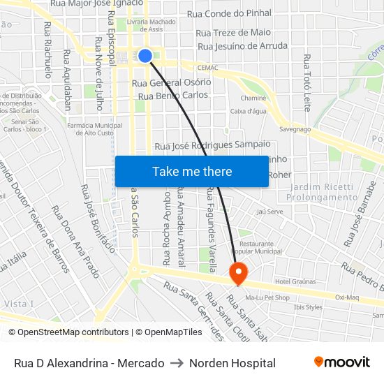 Rua D Alexandrina - Mercado to Norden Hospital map