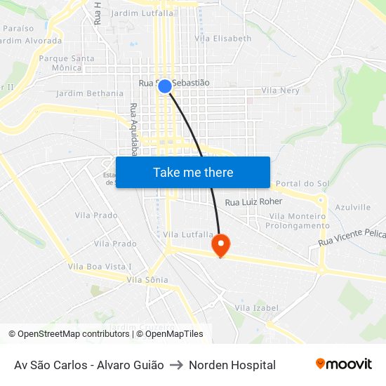 Av São Carlos - Alvaro Guião to Norden Hospital map