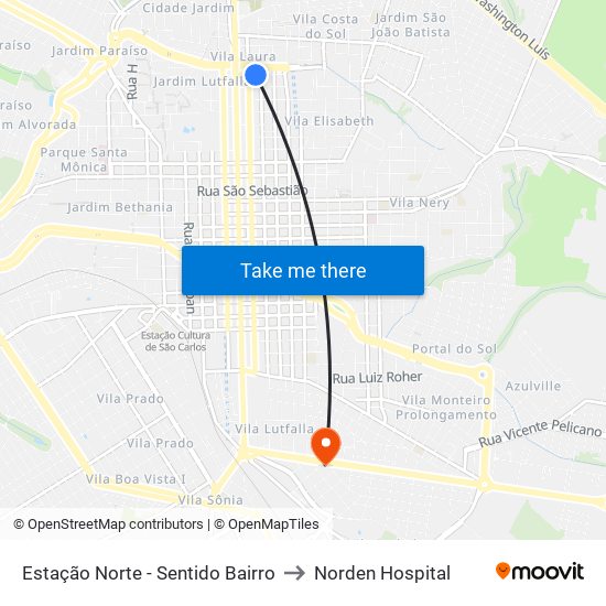 Estação Norte - Sentido Bairro to Norden Hospital map