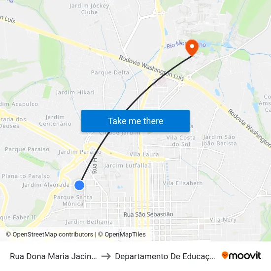Rua Dona Maria Jacinta to Departamento De Educação map