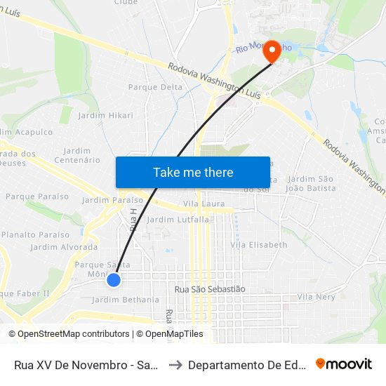 Rua XV De Novembro - Santa Casa to Departamento De Educação map