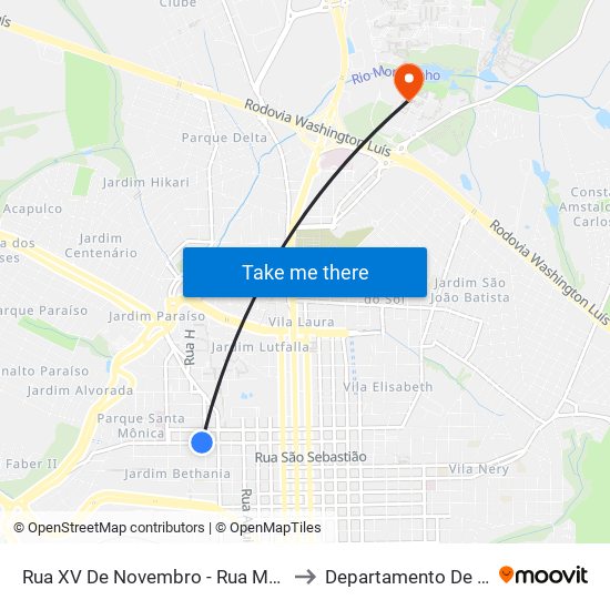 Rua XV De Novembro - Rua Major Julio Salles to Departamento De Educação map