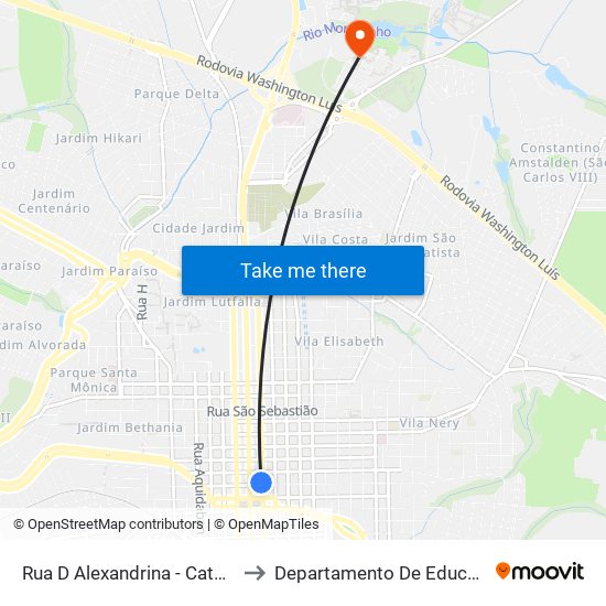 Rua D Alexandrina - Catedral to Departamento De Educação map