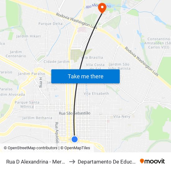 Rua D Alexandrina - Mercado to Departamento De Educação map