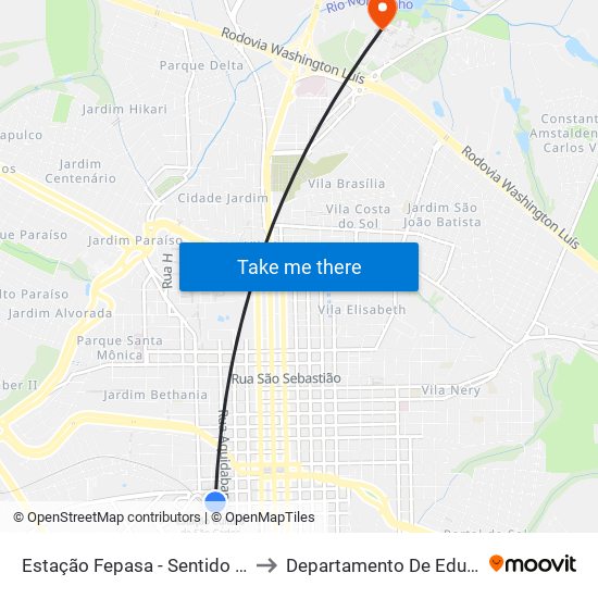 Estação Fepasa - Sentido Centro to Departamento De Educação map