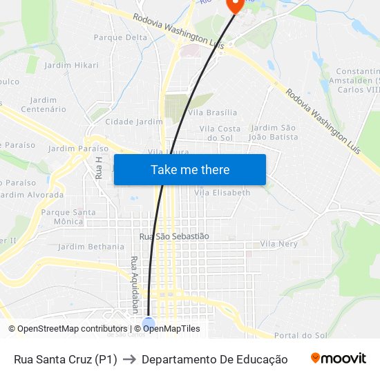 Rua Santa Cruz (P1) to Departamento De Educação map