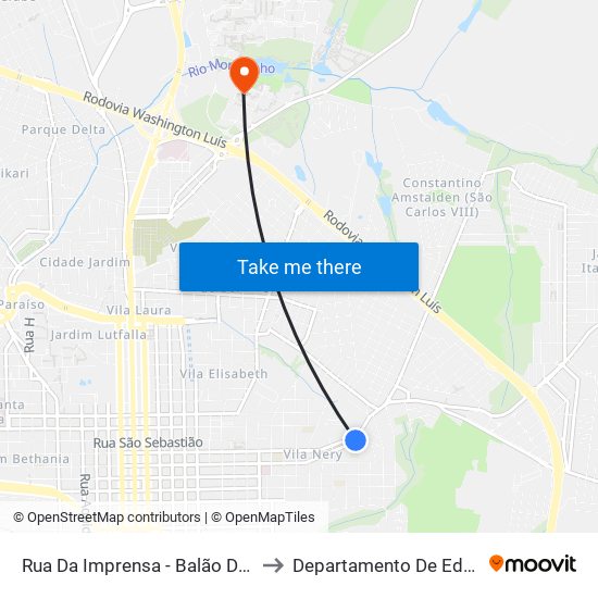 Rua Da Imprensa - Balão Do Bonde to Departamento De Educação map