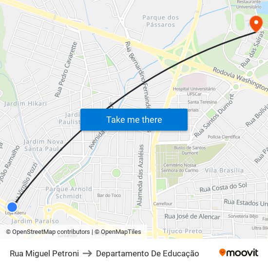 Rua Miguel Petroni to Departamento De Educação map