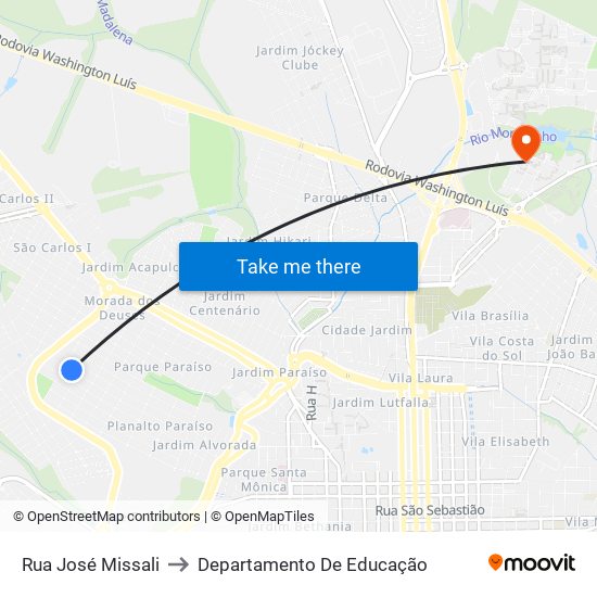 Rua José Missali to Departamento De Educação map