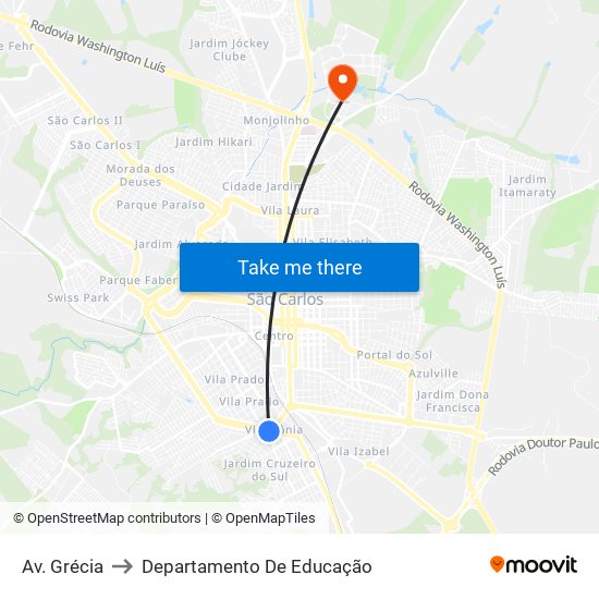 Av. Grécia to Departamento De Educação map